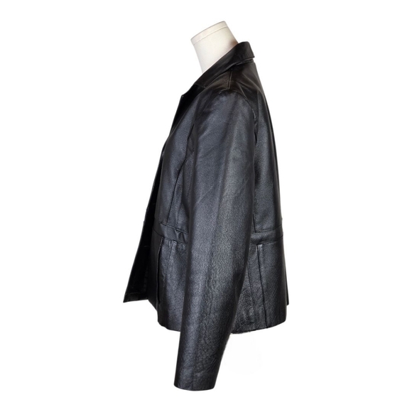 Vintage KC Collections Black Genuine Leather Blazer Jacket Women’s L Y2K 90s - Picture 4 of 11